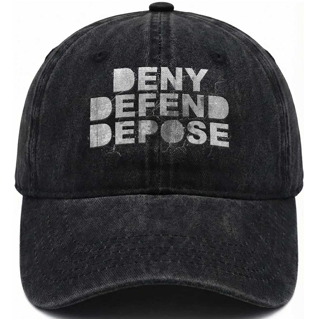 Deny Defend Depose Washed Cotton Baseball Cap Unisex Classic