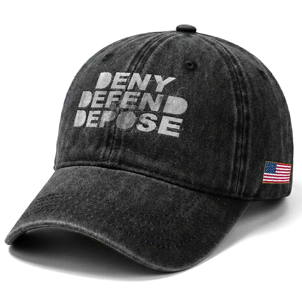 Deny Defend Depose Washed Cotton Baseball Cap Unisex Classic