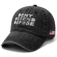 Deny Defend Depose Washed Cotton Baseball Cap Unisex Classic