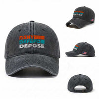 Deny Defend Depose Washed Cotton Baseball Cap Vintage Retro