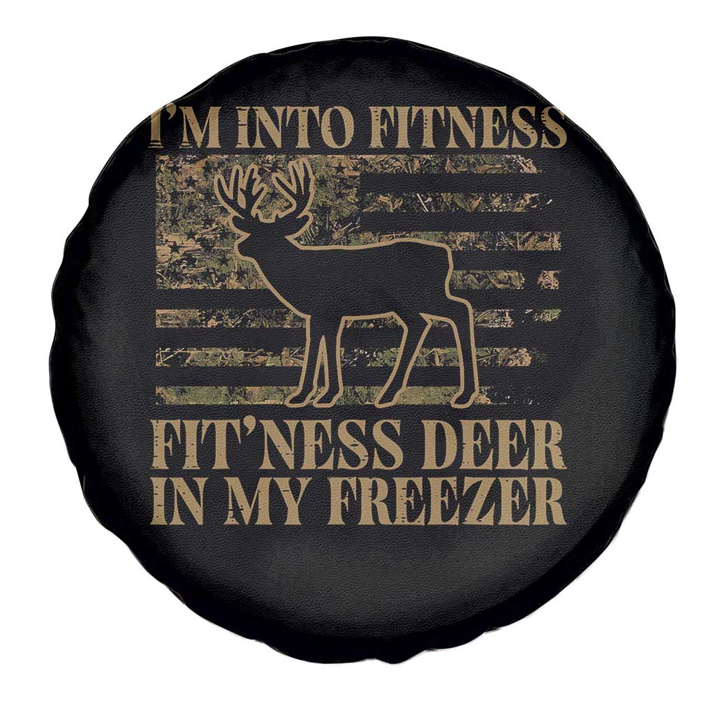 Deer Hunting Spare Tire Cover Im Into Fitness Fit Ness Deer Freezer Camo American Flag - Wonder Print Shop