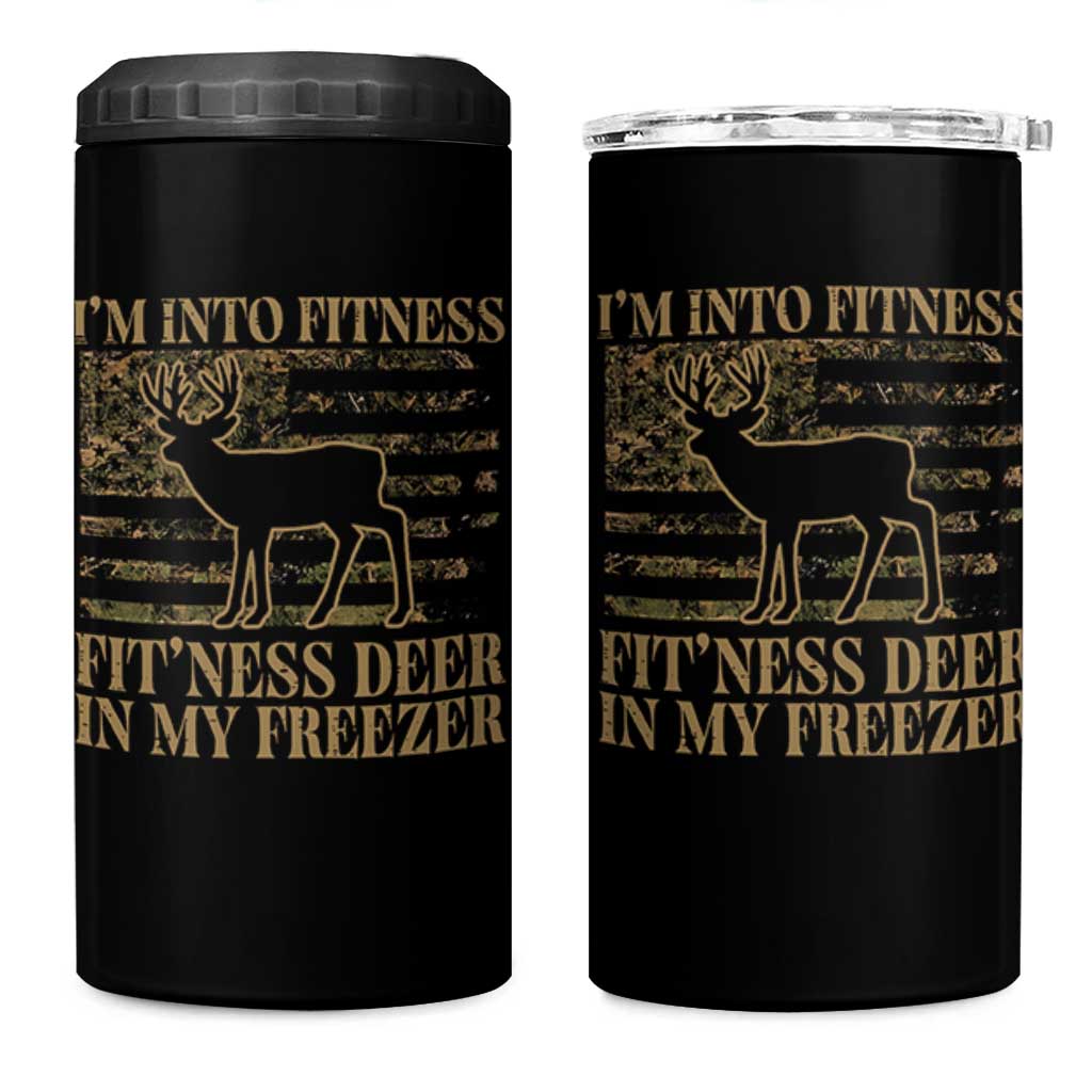 Deer Hunting 4 in 1 Can Cooler Tumbler Im Into Fitness Fit Ness Deer Freezer Camo American Flag - Wonder Print Shop
