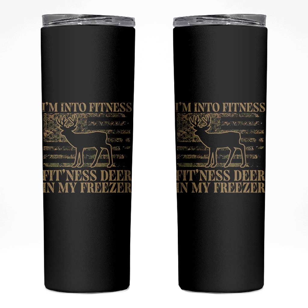 Deer Hunting Skinny Tumbler Im Into Fitness Fit Ness Deer Freezer Camo American Flag - Wonder Print Shop