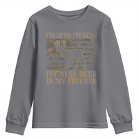 Deer Hunting Youth Sweatshirt Im Into Fitness Fit Ness Deer Freezer Camo American Flag - Wonder Print Shop