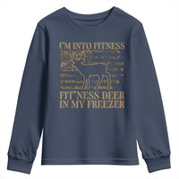 Deer Hunting Youth Sweatshirt Im Into Fitness Fit Ness Deer Freezer Camo American Flag - Wonder Print Shop