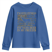 Deer Hunting Youth Sweatshirt Im Into Fitness Fit Ness Deer Freezer Camo American Flag - Wonder Print Shop