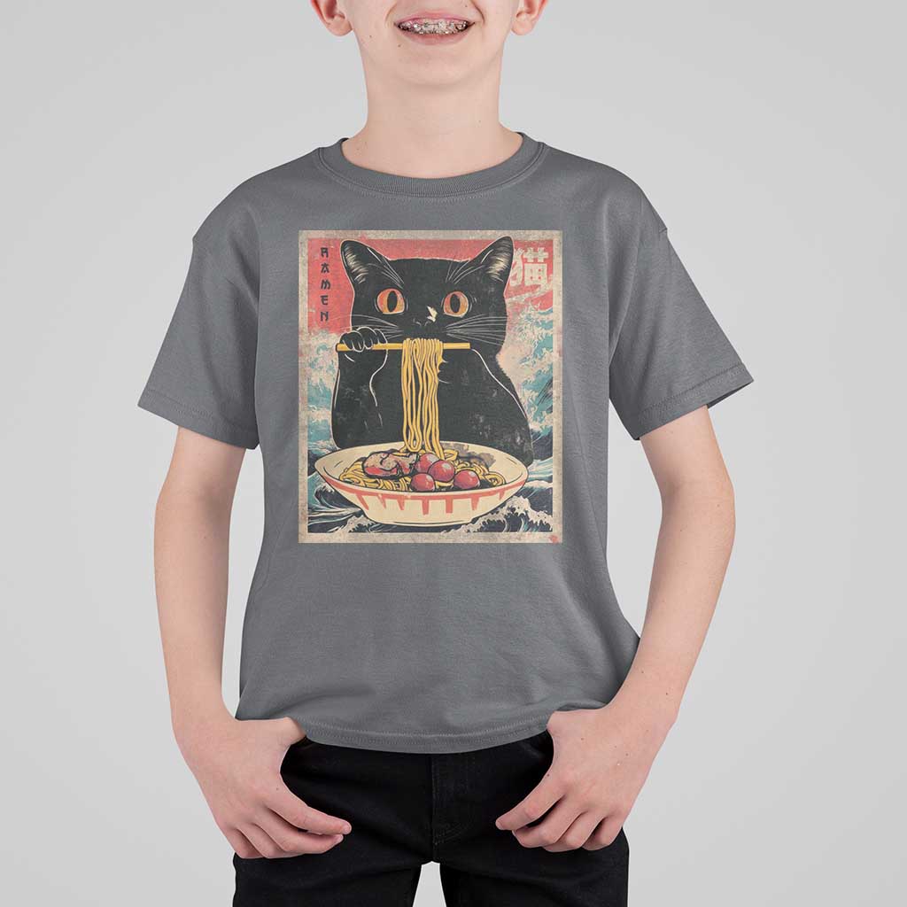Japanese Ramen T Shirt For Kid Funny Graphic Tees Foodies Kawaii Cat Anime Gifts - Wonder Print Shop