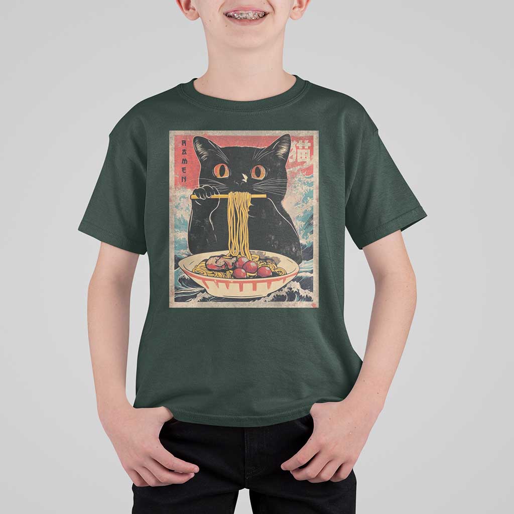 Japanese Ramen T Shirt For Kid Funny Graphic Tees Foodies Kawaii Cat Anime Gifts - Wonder Print Shop
