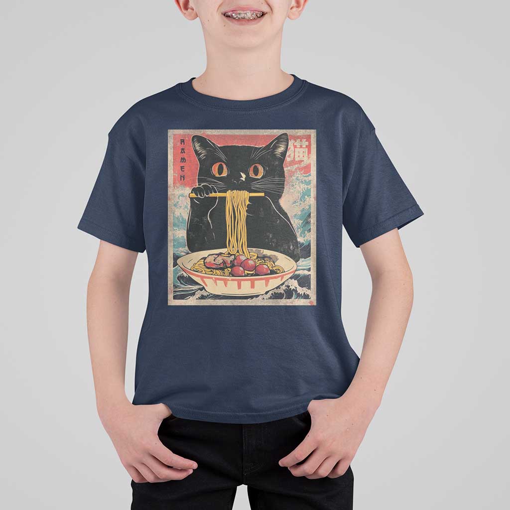 Japanese Ramen T Shirt For Kid Funny Graphic Tees Foodies Kawaii Cat Anime Gifts - Wonder Print Shop