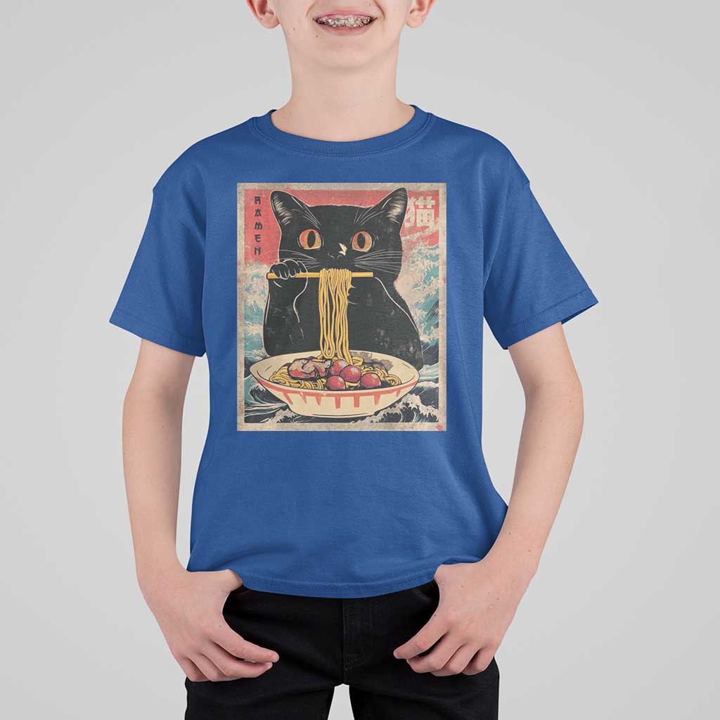Japanese Ramen T Shirt For Kid Funny Graphic Tees Foodies Kawaii Cat Anime Gifts - Wonder Print Shop