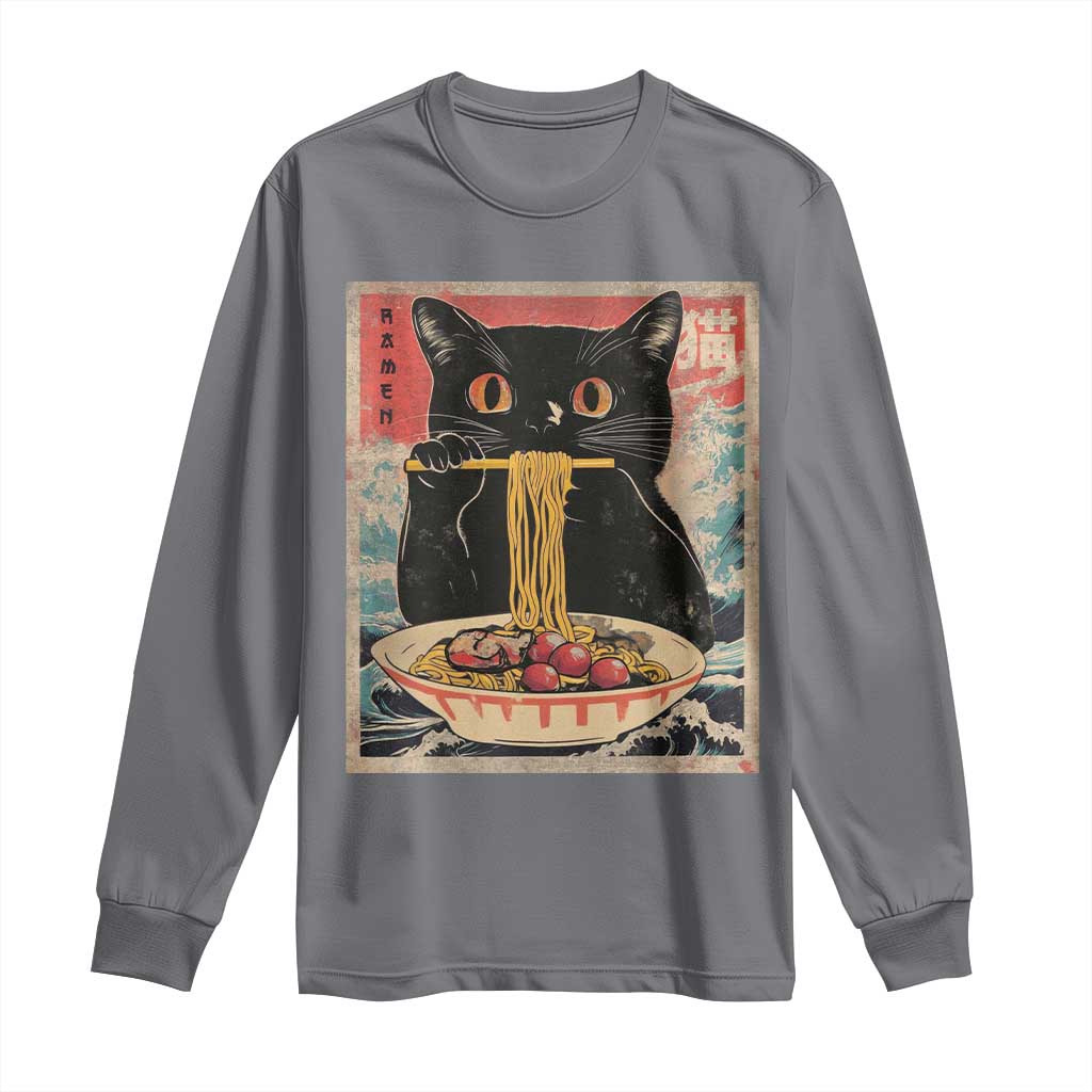 Japanese Ramen Long Sleeve Shirt Funny Graphic Tees Foodies Kawaii Cat Anime Gifts
