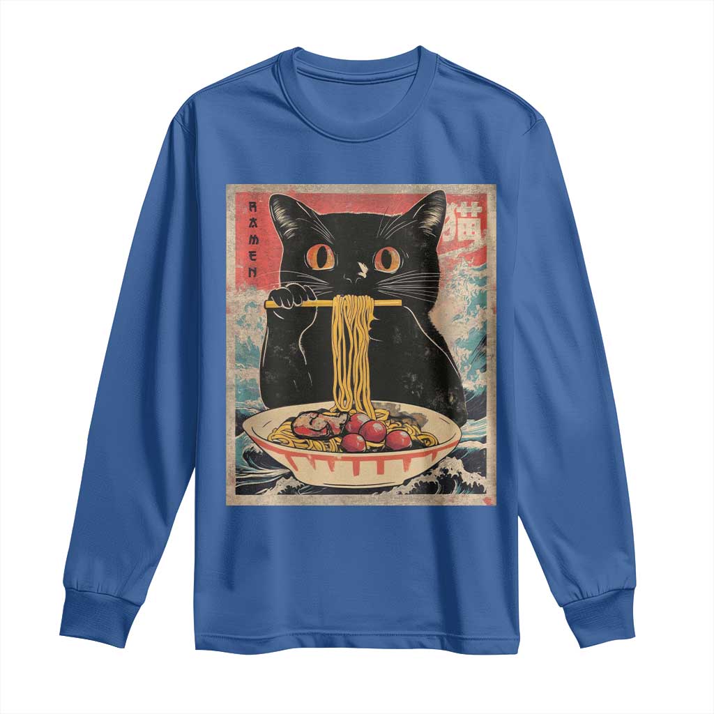 Japanese Ramen Long Sleeve Shirt Funny Graphic Tees Foodies Kawaii Cat Anime Gifts