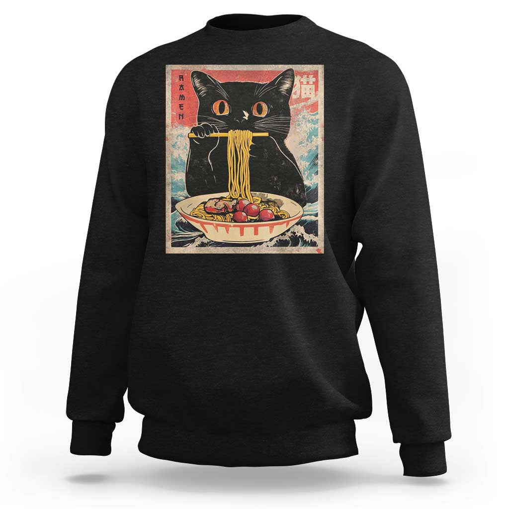 Japanese Ramen Sweatshirt Funny Graphic Tees Foodies Kawaii Cat Anime Gifts - Wonder Print Shop