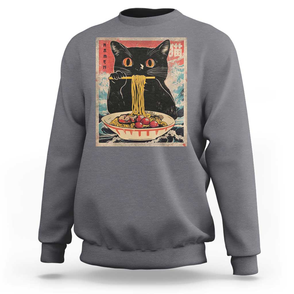 Japanese Ramen Sweatshirt Funny Graphic Tees Foodies Kawaii Cat Anime Gifts - Wonder Print Shop