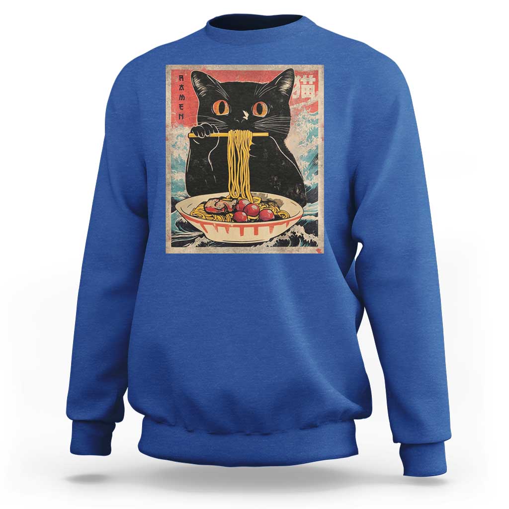 Japanese Ramen Sweatshirt Funny Graphic Tees Foodies Kawaii Cat Anime Gifts - Wonder Print Shop