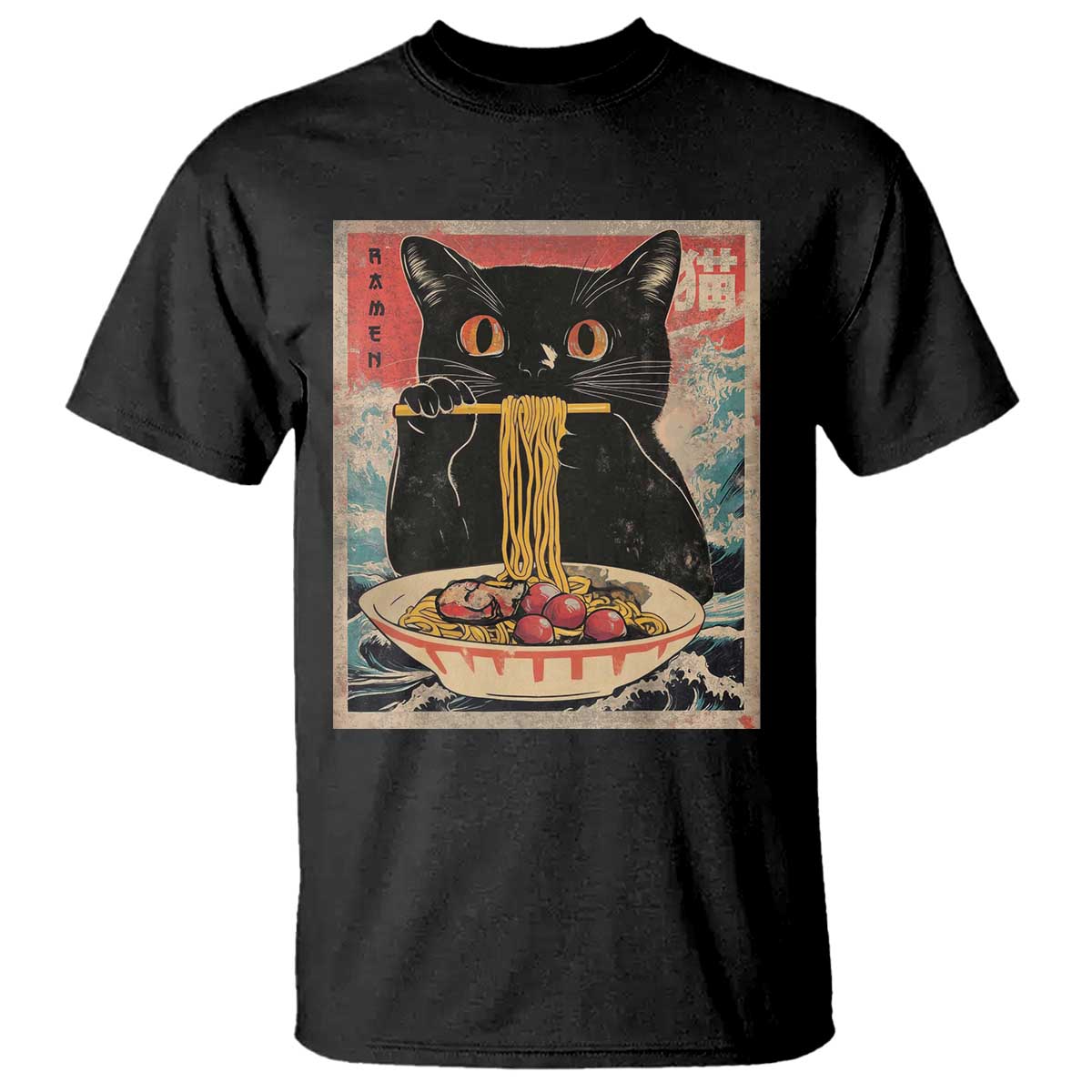 Japanese Ramen T Shirt Funny Graphic Tees Foodies Kawaii Cat Anime Gifts - Wonder Print Shop