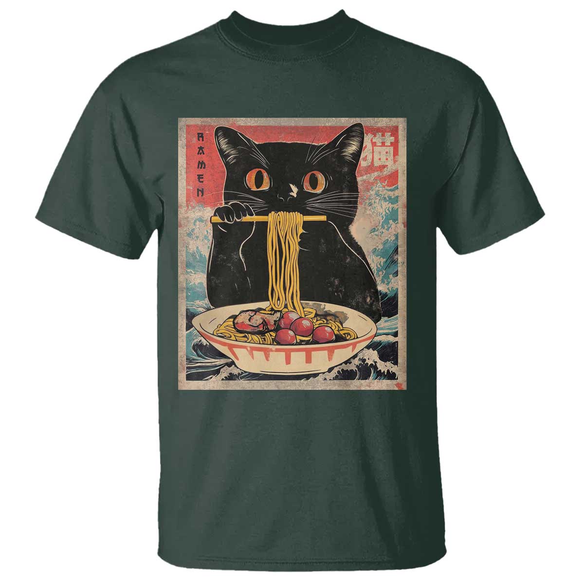 Japanese Ramen T Shirt Funny Graphic Tees Foodies Kawaii Cat Anime Gifts - Wonder Print Shop