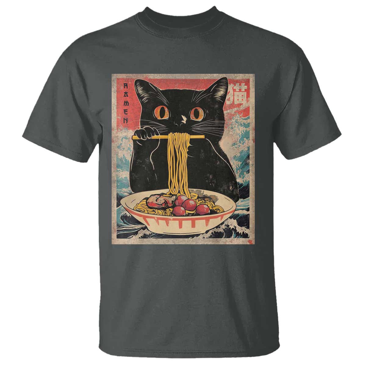 Japanese Ramen T Shirt Funny Graphic Tees Foodies Kawaii Cat Anime Gifts - Wonder Print Shop