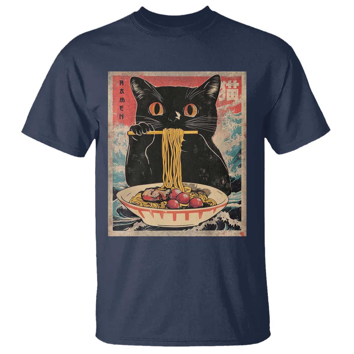 Japanese Ramen T Shirt Funny Graphic Tees Foodies Kawaii Cat Anime Gifts - Wonder Print Shop