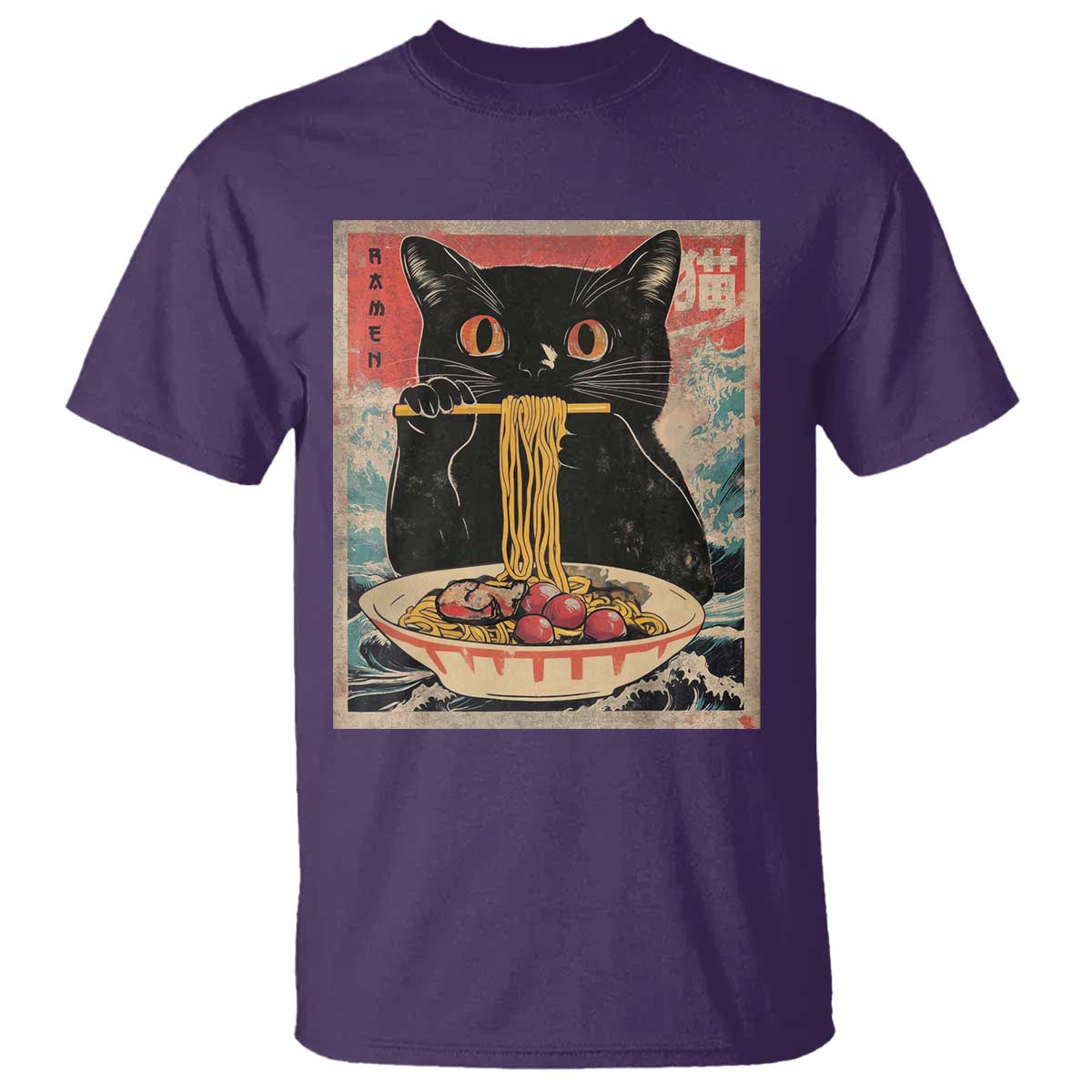 Japanese Ramen T Shirt Funny Graphic Tees Foodies Kawaii Cat Anime Gifts - Wonder Print Shop