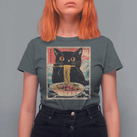 Japanese Ramen T Shirt For Women Funny Graphic Tees Foodies Kawaii Cat Anime Gifts - Wonder Print Shop
