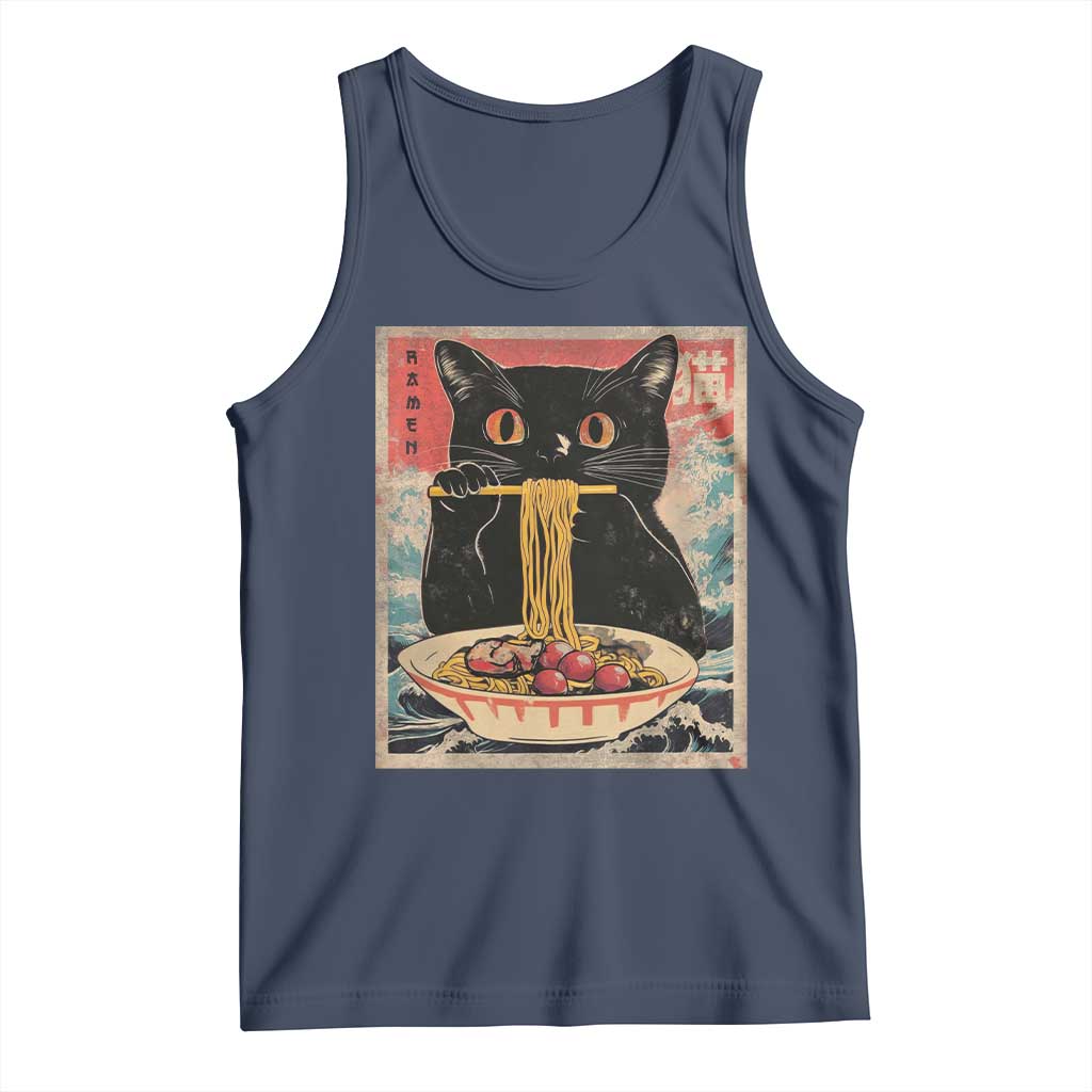 Japanese Ramen Tank Top Funny Graphic Tees Foodies Kawaii Cat Anime Gifts