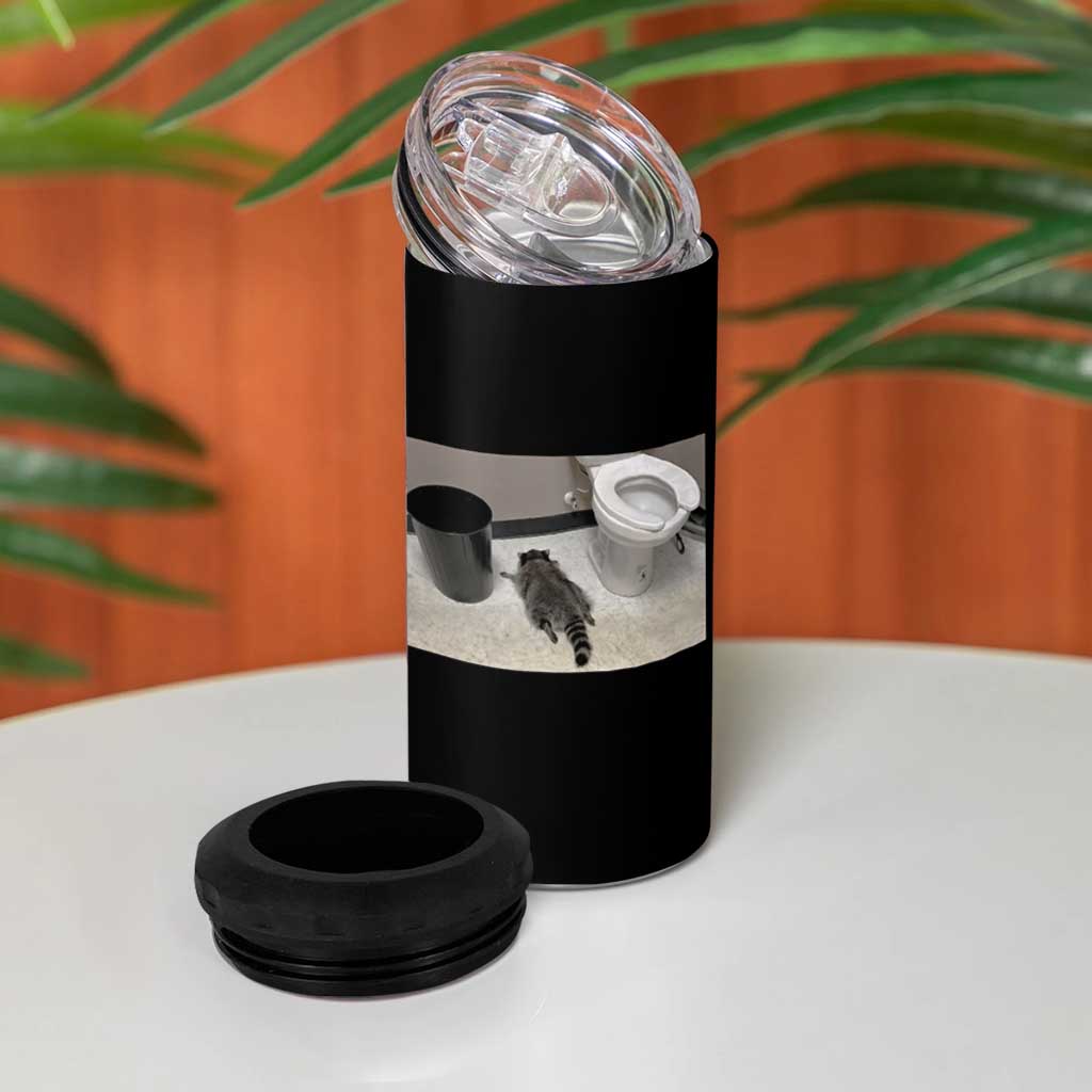 Funny Drunk Raccoon 4 in 1 Can Cooler Tumbler Vintage Liquor Store Trash Panda Memes - Wonder Print Shop