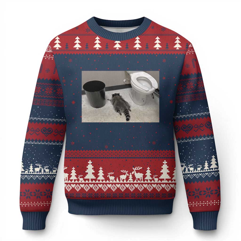 Funny Drunk Raccoon Ugly Christmas Sweater Vintage Liquor Store Trash Panda Memes - Wonder Print Shop