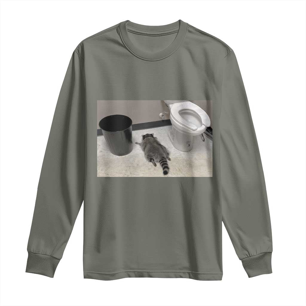 Funny Drunk Raccoon Long Sleeve Shirt Vintage Liquor Store Trash Panda Memes - Wonder Print Shop