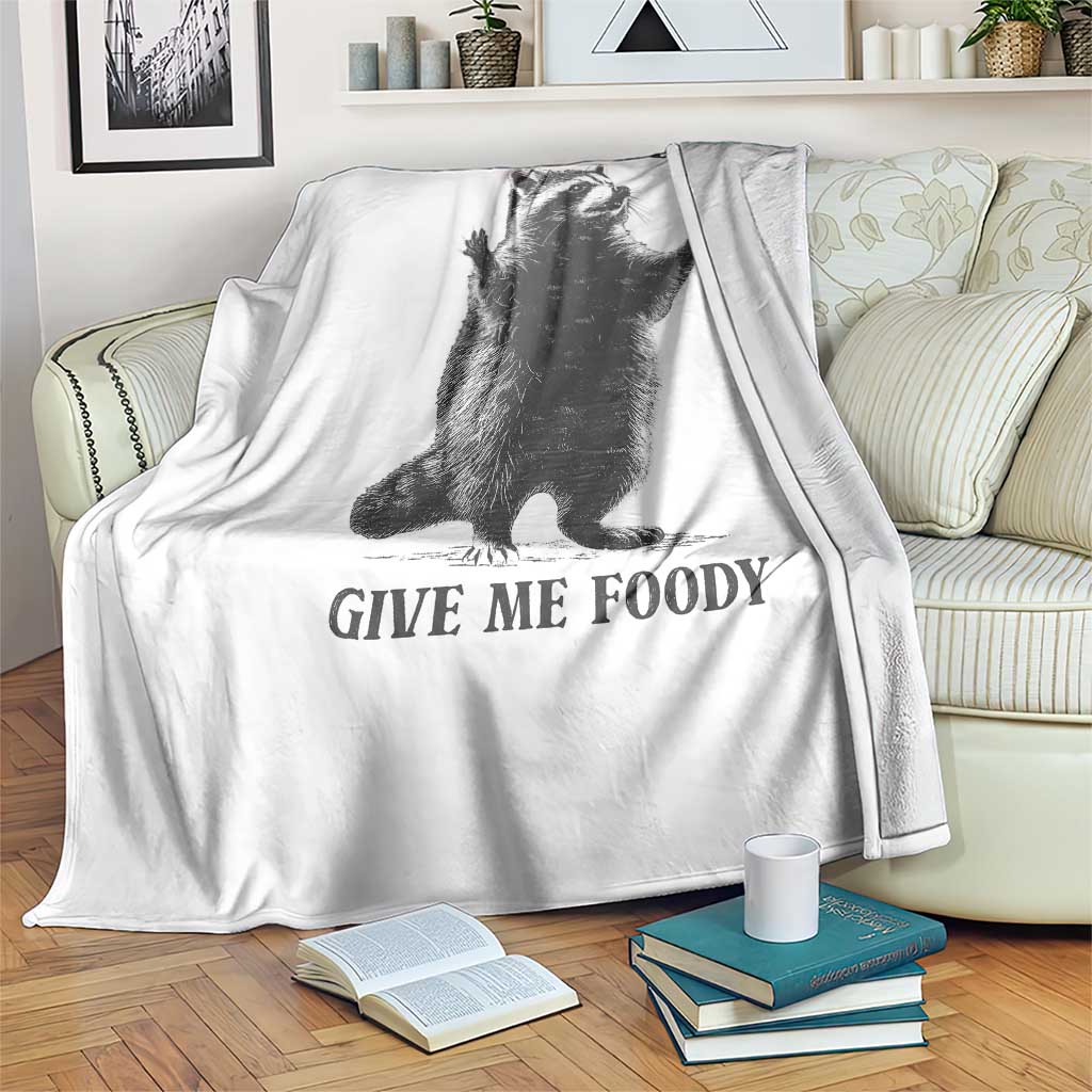 Raccoon Meme Throw Blanket If I'm Moody Give Me Foody Feral Gag Gift - Wonder Print Shop