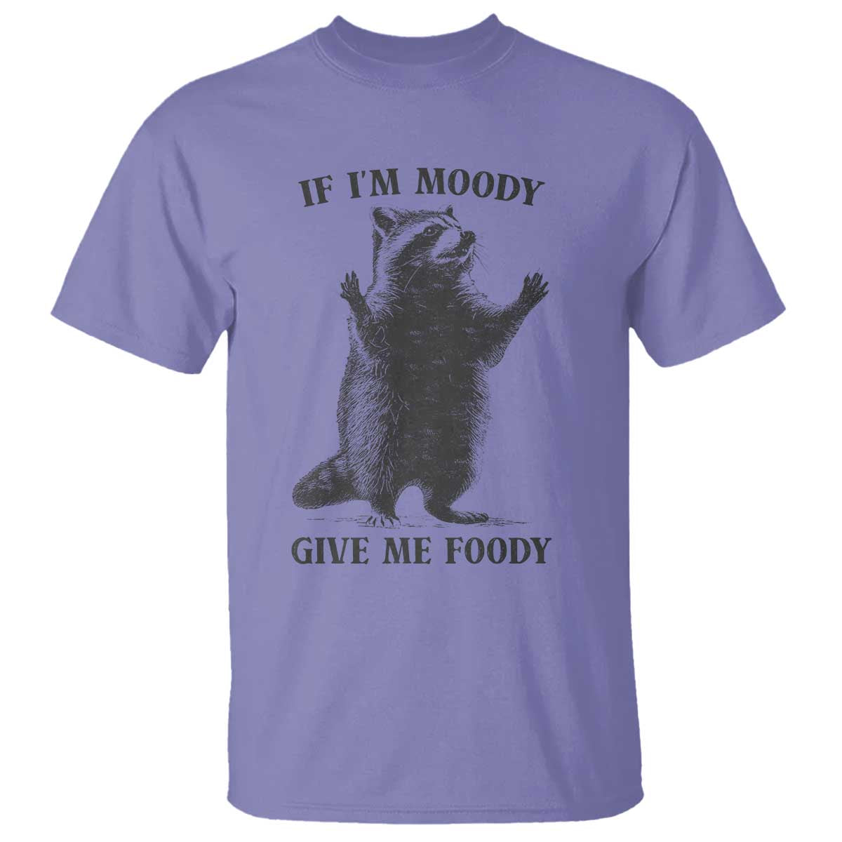 Raccoon Meme T Shirt If I'm Moody Give Me Foody Feral Gag Gift - Wonder Print Shop