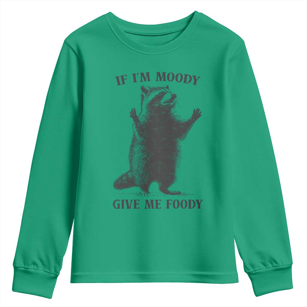 Raccoon Meme Youth Sweatshirt If I'm Moody Give Me Foody Feral Gag Gift - Wonder Print Shop