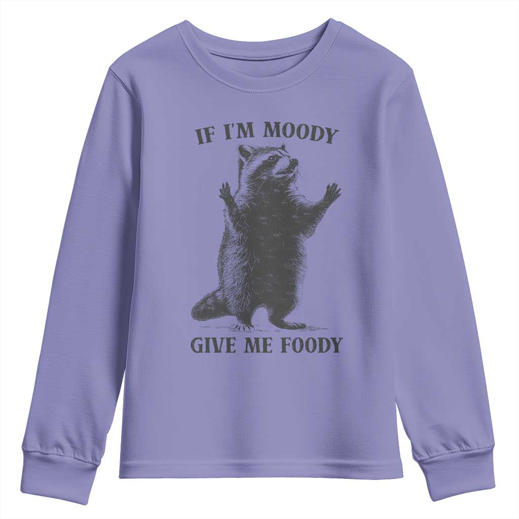 Raccoon Meme Youth Sweatshirt If I'm Moody Give Me Foody Feral Gag Gift - Wonder Print Shop