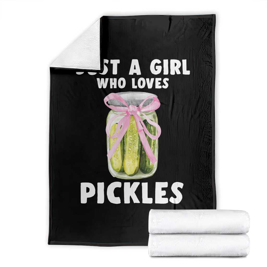 Just a Girl Who Loves Pickles Throw Blanket Pickle Jars with Coquette Bow - Wonder Print Shop