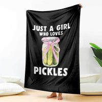 Just a Girl Who Loves Pickles Throw Blanket Pickle Jars with Coquette Bow - Wonder Print Shop