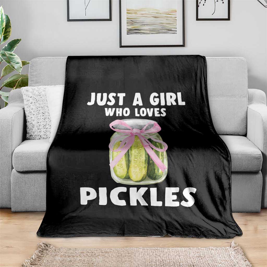 Just a Girl Who Loves Pickles Throw Blanket Pickle Jars with Coquette Bow - Wonder Print Shop