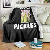 Just a Girl Who Loves Pickles Throw Blanket Pickle Jars with Coquette Bow - Wonder Print Shop