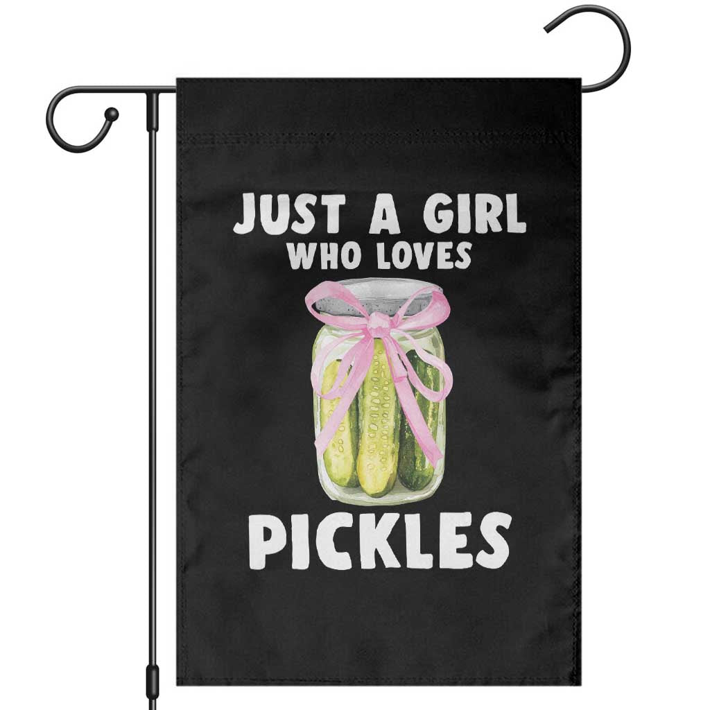 Just a Girl Who Loves Pickles Garden Flag Pickle Jars with Coquette Bow - Wonder Print Shop