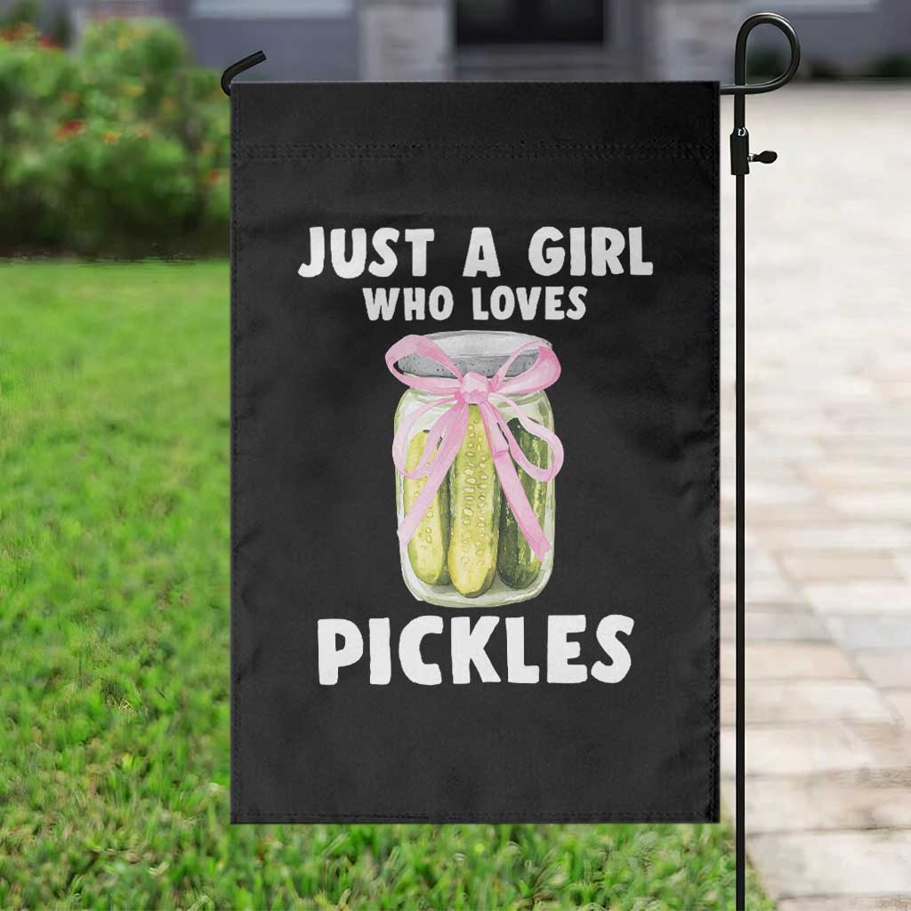 Just a Girl Who Loves Pickles Garden Flag Pickle Jars with Coquette Bow - Wonder Print Shop