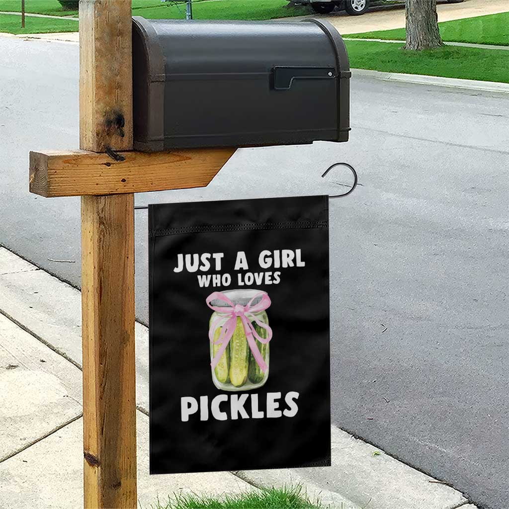 Just a Girl Who Loves Pickles Garden Flag Pickle Jars with Coquette Bow - Wonder Print Shop