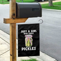 Just a Girl Who Loves Pickles Garden Flag Pickle Jars with Coquette Bow - Wonder Print Shop