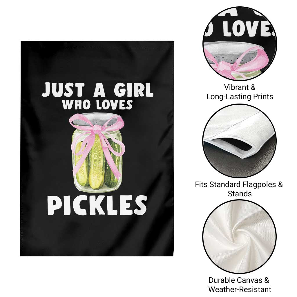 Just a Girl Who Loves Pickles Garden Flag Pickle Jars with Coquette Bow - Wonder Print Shop