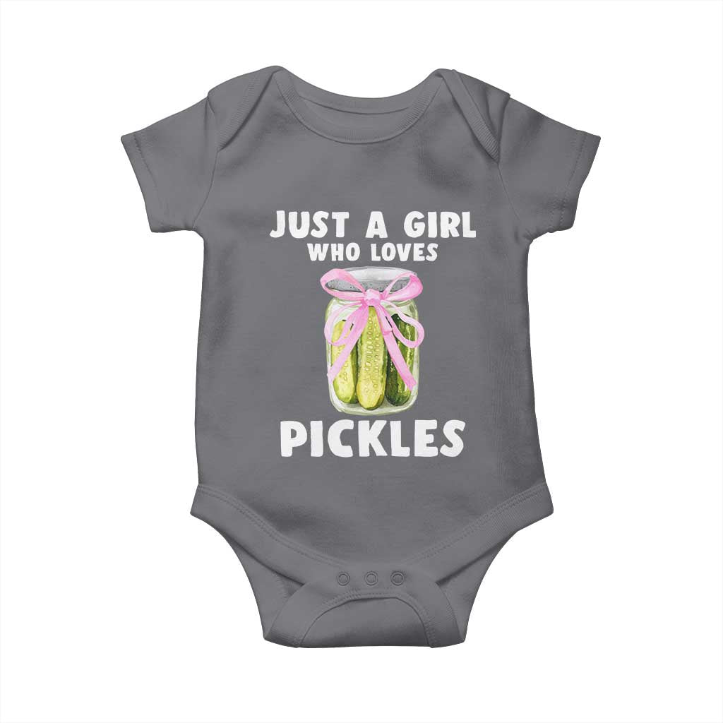 Just a Girl Who Loves Pickles Baby Onesie Pickle Jars with Coquette Bow - Wonder Print Shop