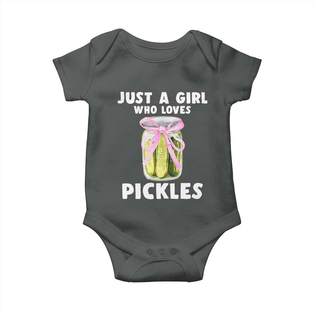 Just a Girl Who Loves Pickles Baby Onesie Pickle Jars with Coquette Bow - Wonder Print Shop