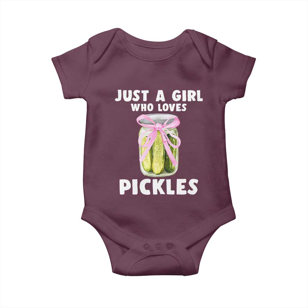 Just a Girl Who Loves Pickles Baby Onesie Pickle Jars with Coquette Bow - Wonder Print Shop