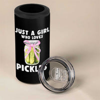 Just a Girl Who Loves Pickles 4 in 1 Can Cooler Tumbler Pickle Jars with Coquette Bow - Wonder Print Shop