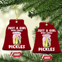 Just a Girl Who Loves Pickles Ceramic Ornament Pickle Jars with Coquette Bow - Wonder Print Shop