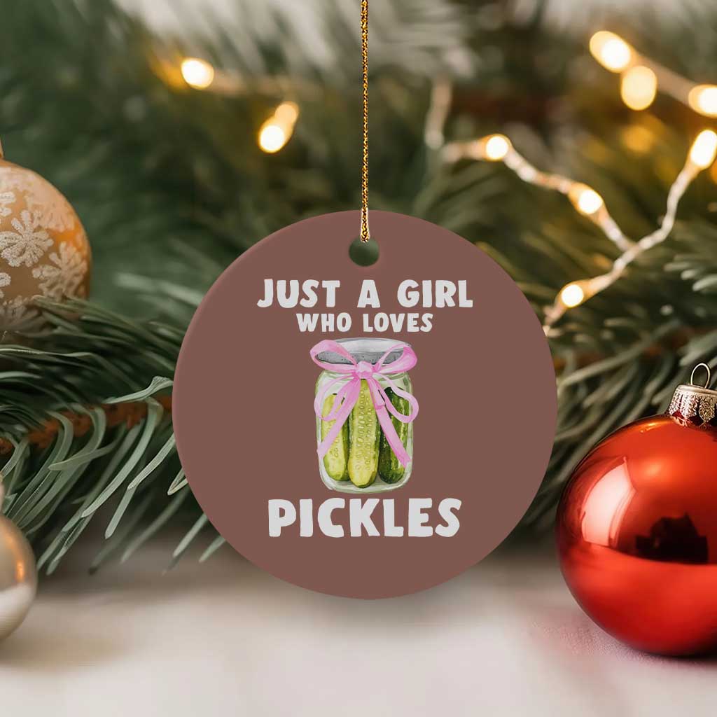 Just a Girl Who Loves Pickles Ceramic Ornament Pickle Jars with Coquette Bow - Wonder Print Shop