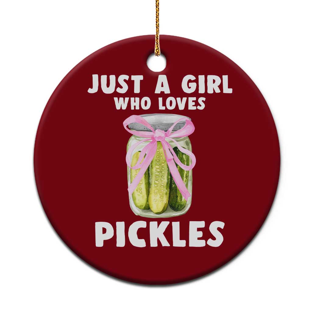 Just a Girl Who Loves Pickles Ceramic Ornament Pickle Jars with Coquette Bow - Wonder Print Shop