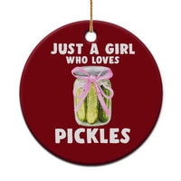Just a Girl Who Loves Pickles Ceramic Ornament Pickle Jars with Coquette Bow - Wonder Print Shop